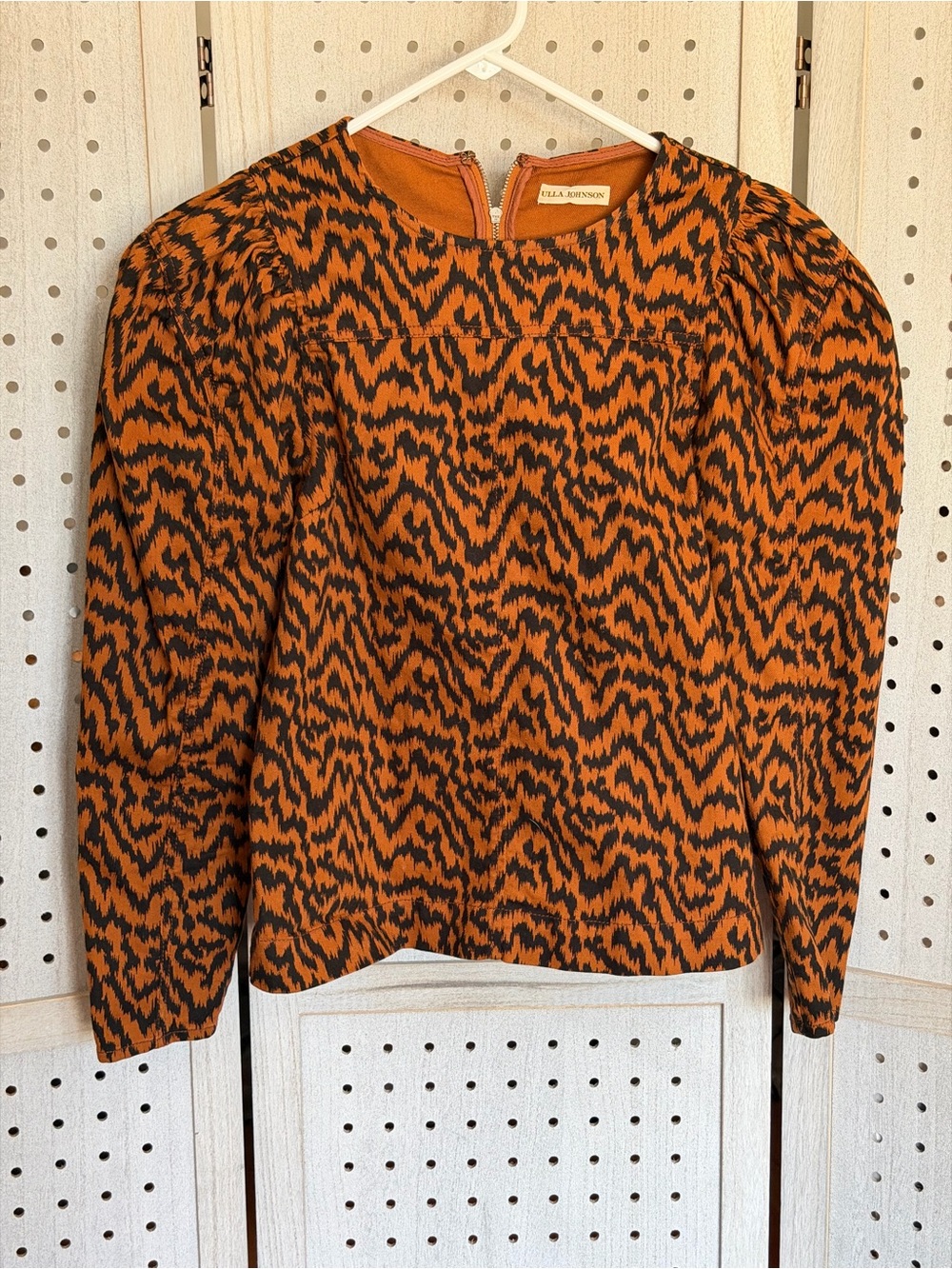 Ulla Johnson Orange and Black Abstract Print Top